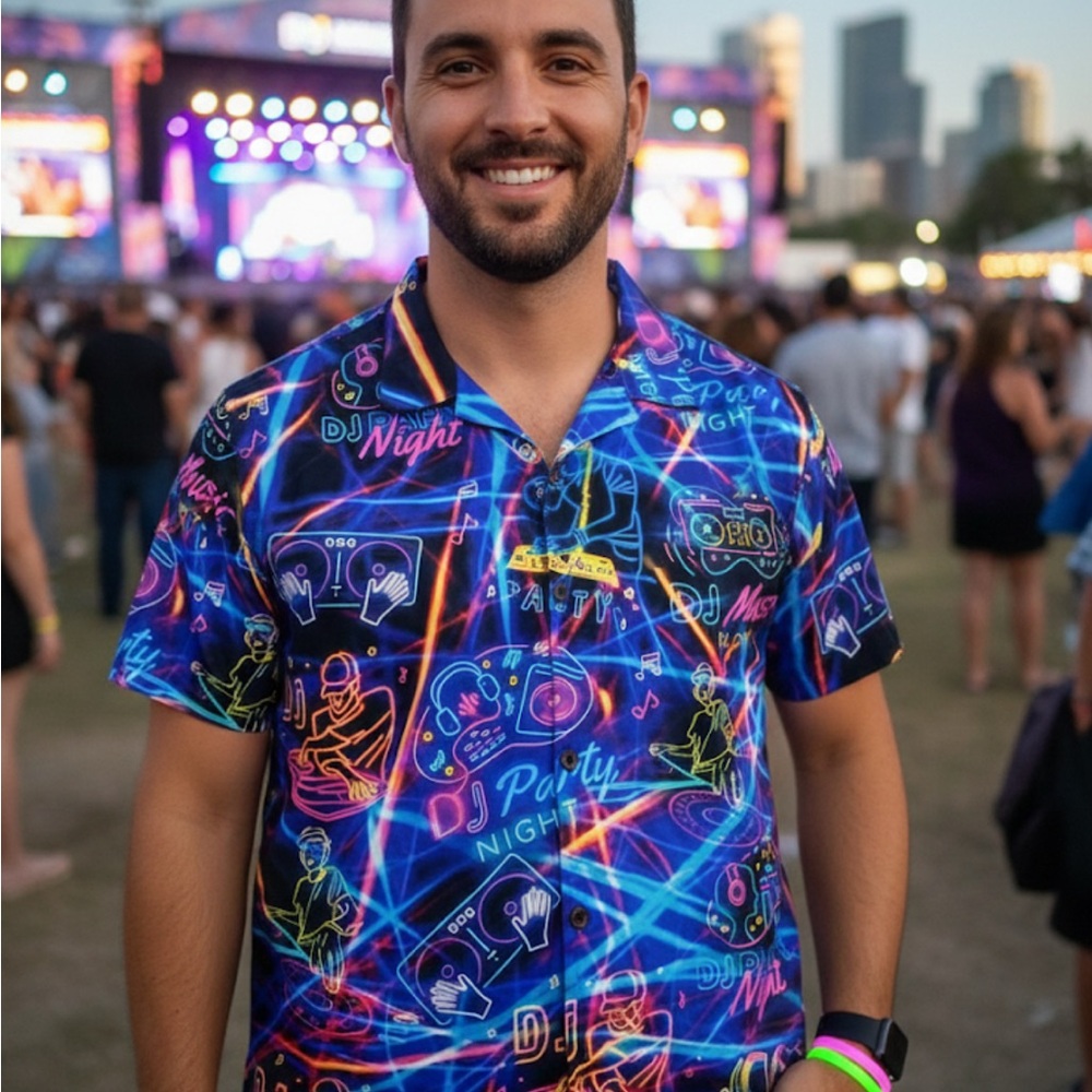 Men's Electric Blue Party Shirt